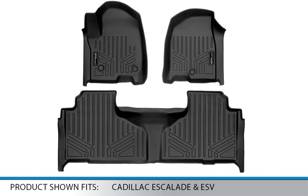 SMARTLINER Custom Fit Floor Mats 2 Row Liner Set Compatible with 2021-2023 Cadillac Escalade & ESV with 2nd Row Bench Seat