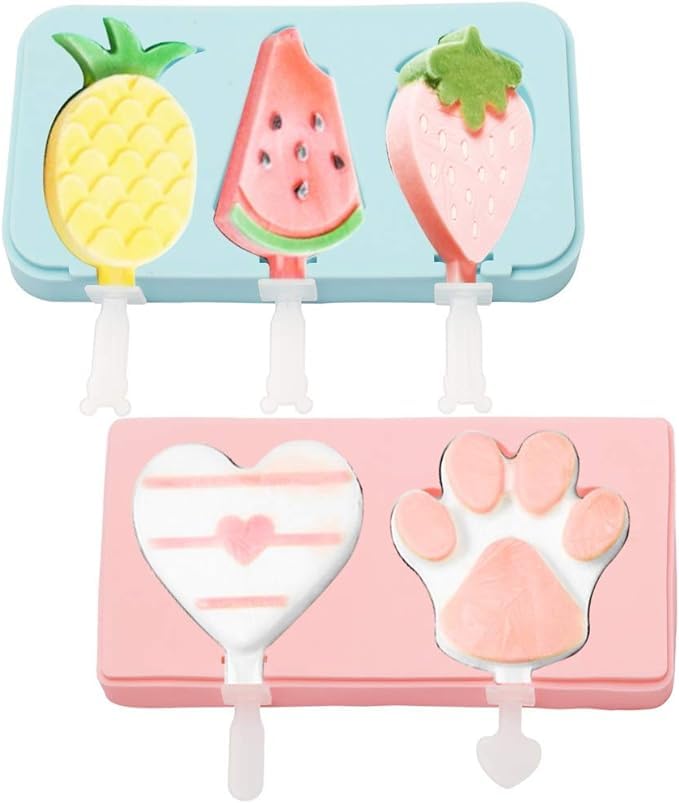 DIY kreative Ice Cream Form wiederverwendbar, 2er-Pack Eisformen, Silikon-Eis am Stiel-Formen-Set mit Deckel, for Erwachsene