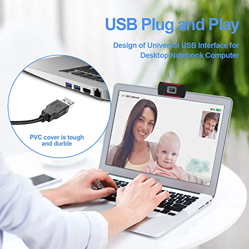 YoLuKe Webcam 1080P HD PC, Webcam con Microfono, Webcam 30FPS USB 2.0, Plug And Play, Compatibile con Windows XP / 7/8/10, Mac, Portatile ordinario