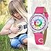 Imagen de KDM Relojes Niña Set Reloj de Pulsera Deportivo Impermeable Dibujos Animados para Chicas Niñas Relojes Cuarzo Analógico Moda Diseñador Elegantes Niños Rojo