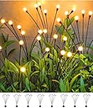 SIOTMERA 8 Count Solar Lights Outdoor Waterproof IPX5, Solar Garden Lights, Wind Swaying Firefly Lights, Solar Christmas Lights, for Yard Lawn Pathway Decoration Lighting,6LED WarmYellow