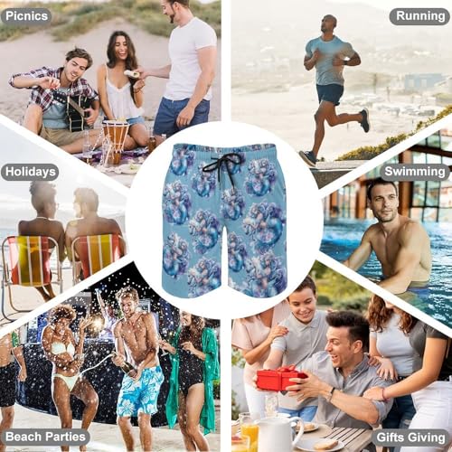 Unicorns Mermaids Men's Swim Trunks Quick Dry Beach Board Shorts with Mesh Lining Swimwear Bathing Suits 6