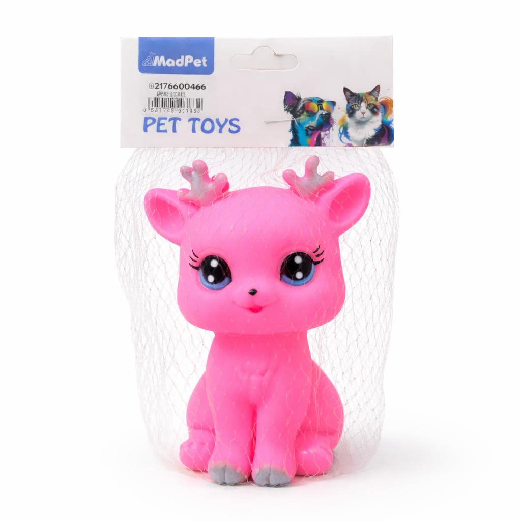 MADPET Sesli Kedi ve Köpek Oyuncağı – Squeaky Sesli Çiğneme Oyuncağı – Dayanıklı Kauçuk Evcil Hayvan Oyuncağı – Kediler ve Küçük Orta Boy Köpekler İçin Isırma, Oyun ve Diş Temizleme Oyuncağı – Pembe
