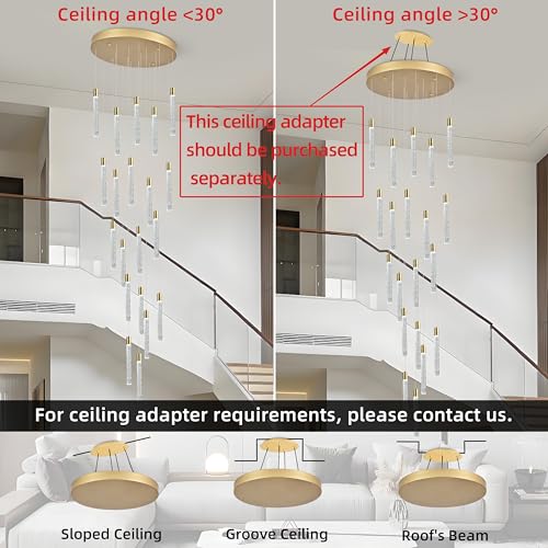 Image of 20-Lights Bubble Crystal Chandelier for Entryway High Ceiling,Gold