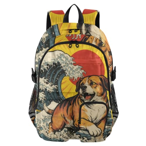 Mochila para perros y jóvenes con estampado de olas que soluciona la falta de espacio