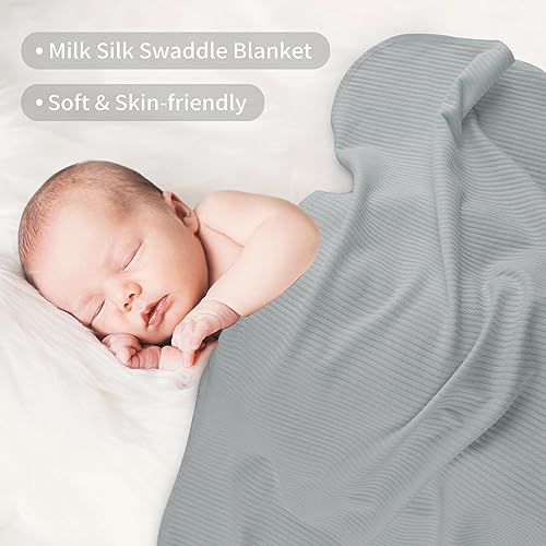 Image of Viviland Jersey Swaddle Blanket, Ultra Soft Stretchy Receiving Blanket, Newborn Swaddle Wrap for Boys & Girls, 40 x 30 inches, 2 Pcs