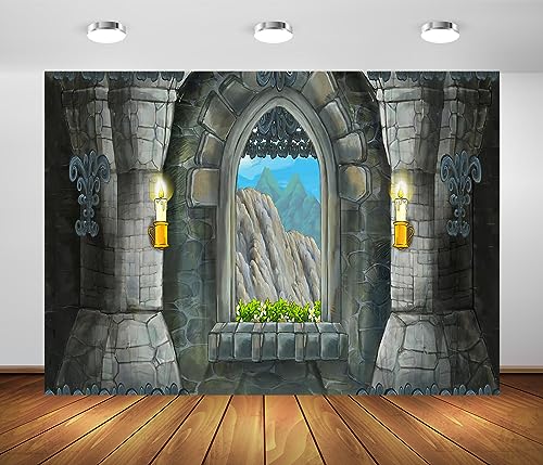 BELECO 2.1x1.5m Fondo de Castillo Medieval de Dibujos Animados
