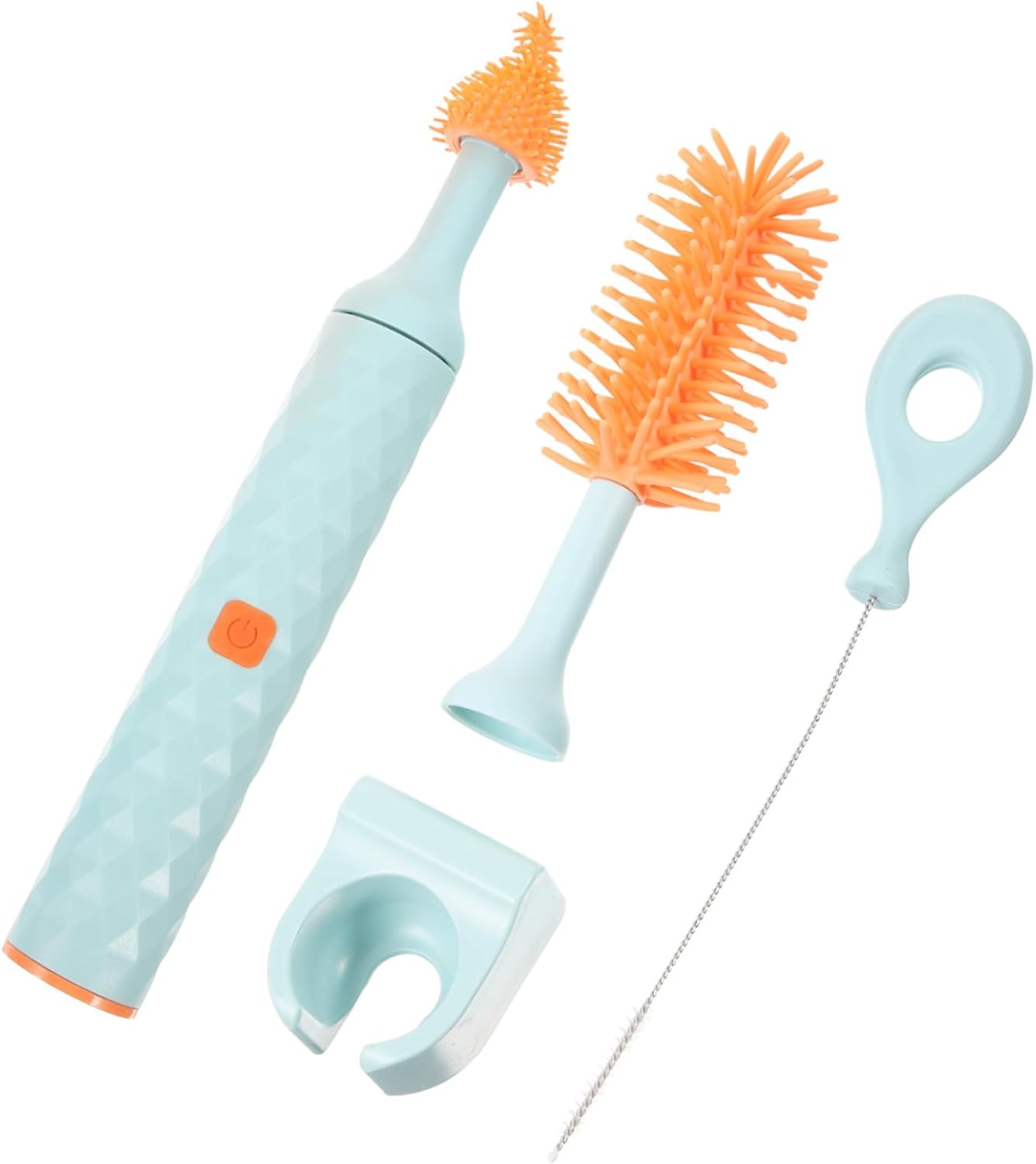 Electric Bottle Brush Blue Silicone Rotatable Detachable Cleaning Tool for Bottles Cup Glassware Safe and Efficient Cleaning