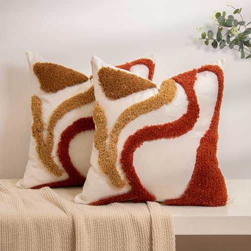 lifein Boho Pillow Covers 18x18 Set of 2 Boho Tufted