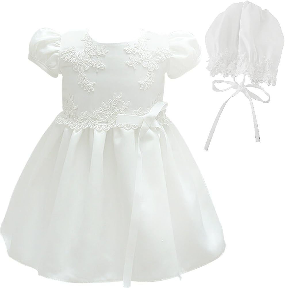 Baby Girls Dresses Beaded Embroideries Baptism Dress (18M/16-18months, White)