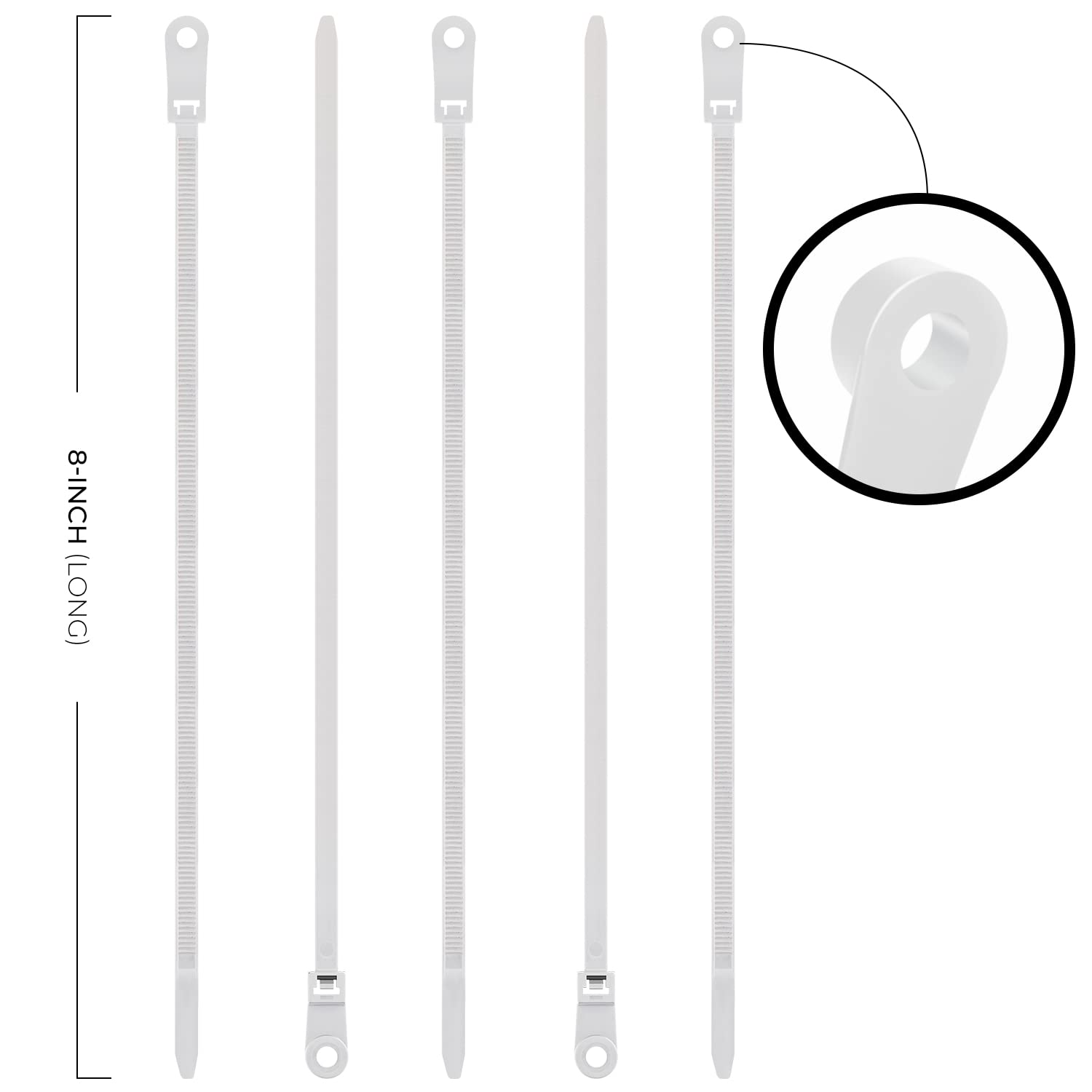 Black Zip Ties with Screw Holes- Multipurpose, Heavy Duty Cable Ties for Binding, Packing & Mounting Cables Wires, Garden Fences, Plant Branches and Packages (100 Pieces)