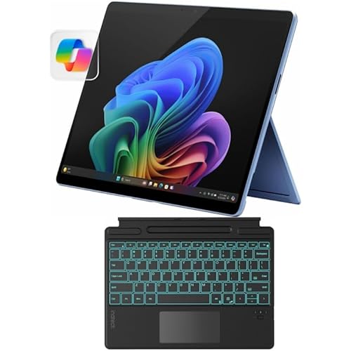 Microsoft Certified Refurbished Surface Pro 11 (2024), 13" Touchscreen 2-in-1, Snapdragon X Plus, 16GB RAM, Inateck Bluetooth Backlit Keyboard, Warranty (Sapphire, 16GB RAM，512GB SSD)