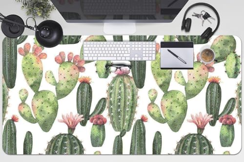 Tapis de bureau étanche à motif cactus pour le télétravail