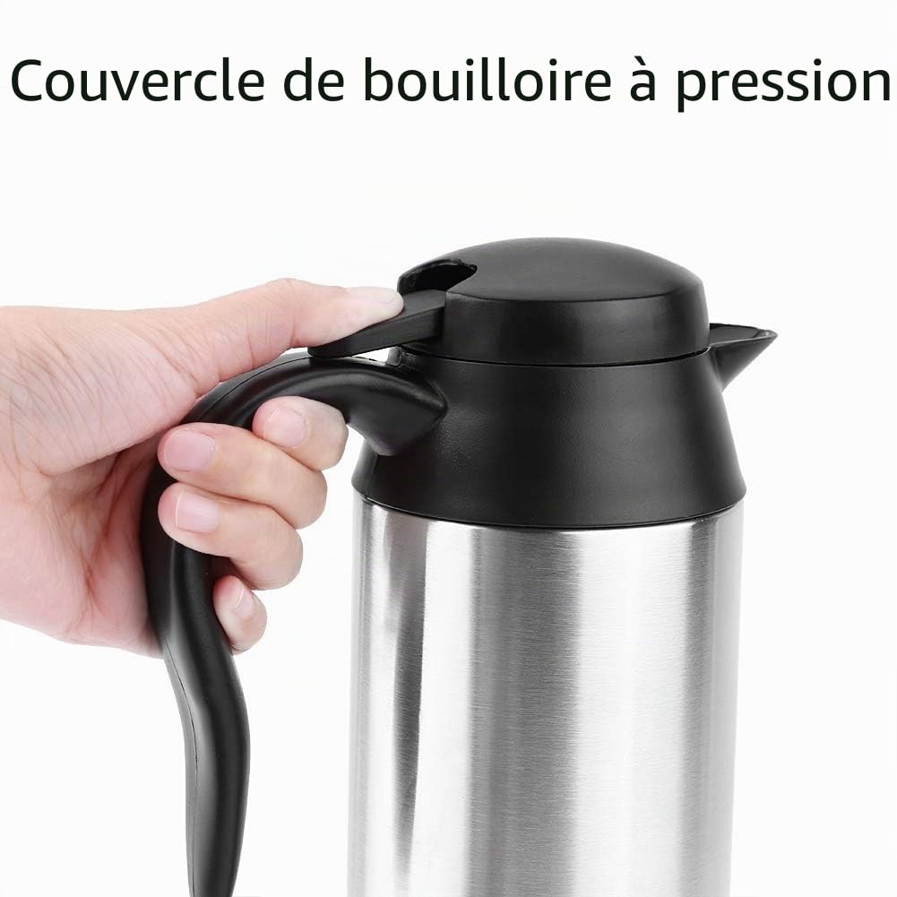 Bouilloire électrique 750 ml, 120 W, pour voiture, Car Van Truck, eau chaude, 12 V, bouilloire de voyage, acier inoxydable