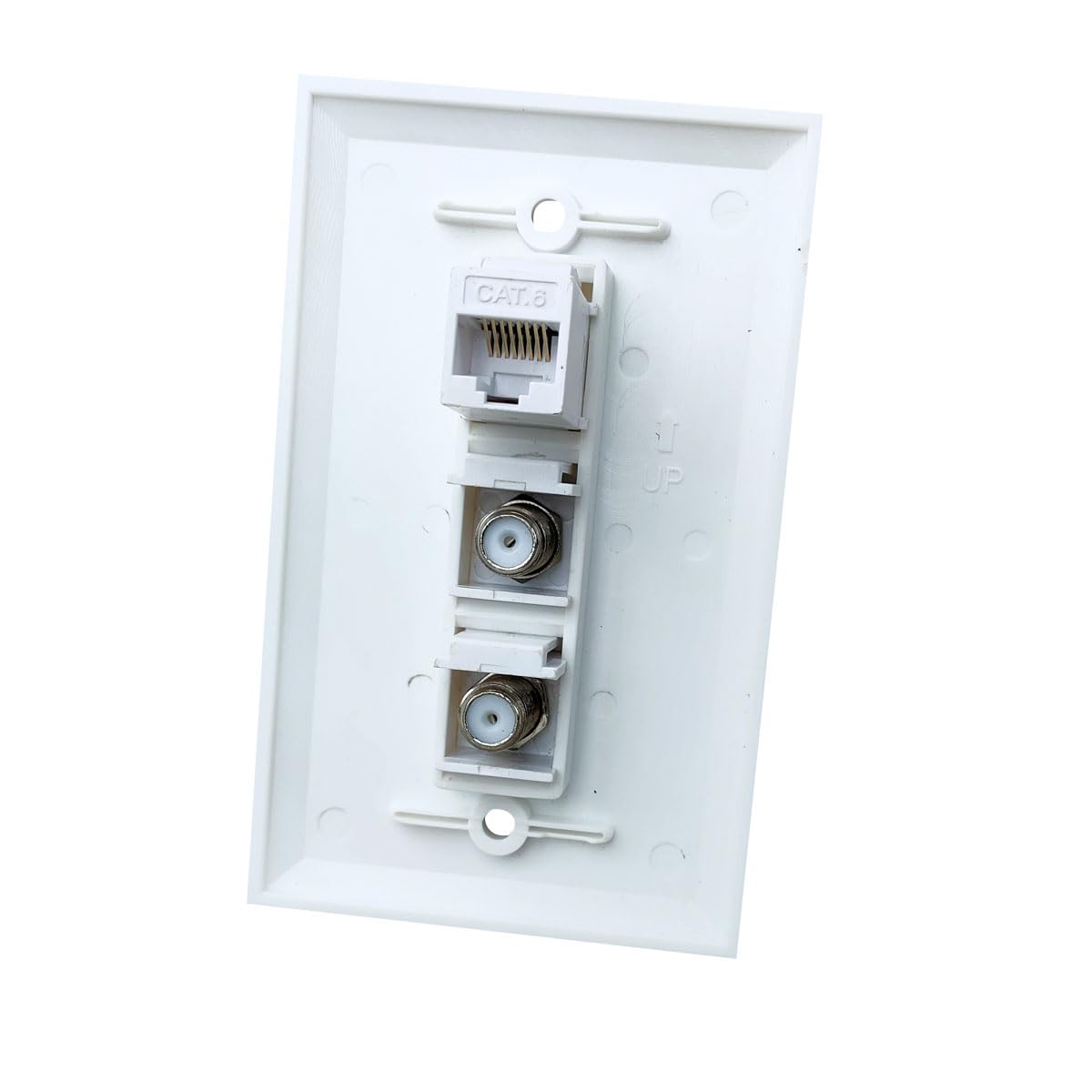 Plaque murale Ethernet avec 2 câbles coaxiaux pour connecter le salon et le bureau