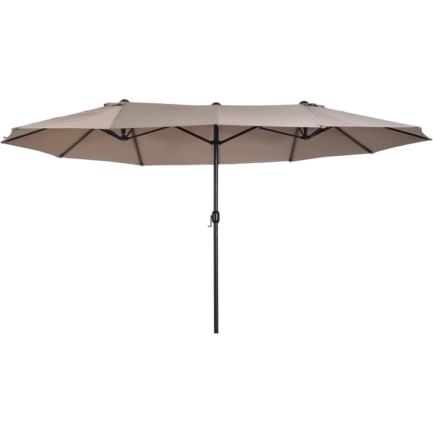 Ombrellone Doppio Da Giardino Parasole 4.6 x 2.4 M Per Esterno Piscina Terrazzo Con Palo In Acciaio E Tessuto In Poliestere Impermeabilie Anti UV Apertura A Manovella Colore Caffè
