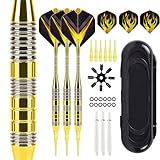 Generisch Dartpfeile mit Kunststoffspitze, 3 Stück Profi Softdarts Set für Elektronische Dartscheibe, Dart Zubehör mit Softdart Spitzen und Aufbewahrungsbox (Violett)