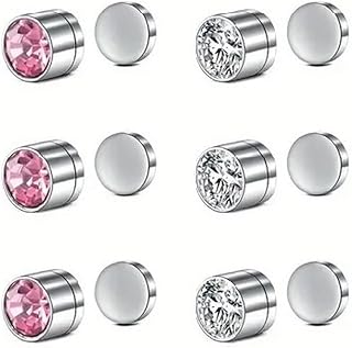 6 قطع من الأقراط المغناطيسية، أقراط مشبكية، حلقات أنف غير مثقوبة، حلقات أنف مزيفة