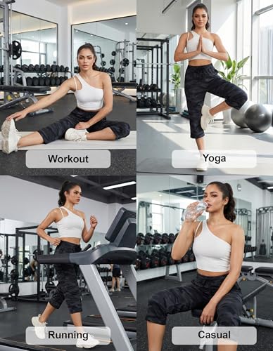 Image of SPECIALMAGIC Women Capri Pants Cotton Yoga Wide Leg Pajama Pants Capris Sweatpants Sports