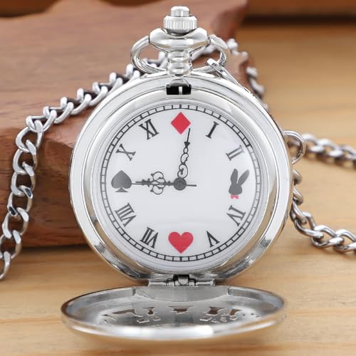 Image of Quartz Pocket Watch for Men, White Roman Digital Dial Pocket Watches for Men with Chain