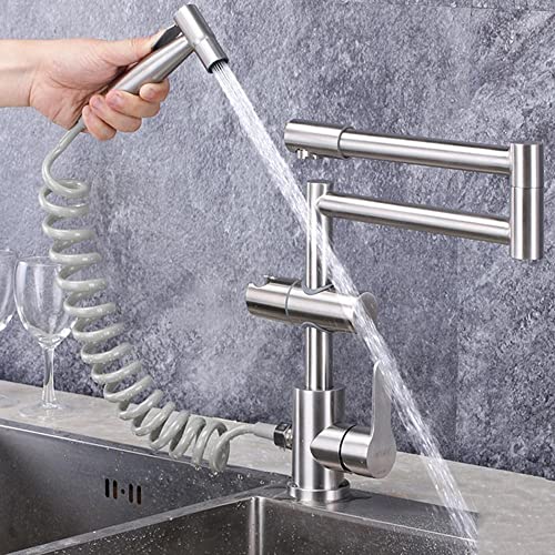 Robinet de cuisine eau chaude et froide pliable idéal pour évier devant une fenêtre