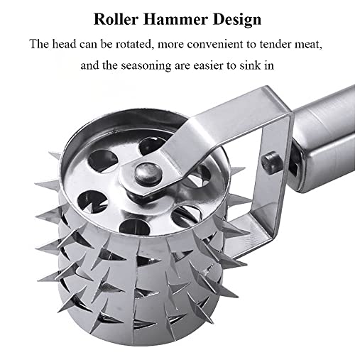 Stainless Steel Meat Tenderizers Roller, Rolling Meat Tenderizer with Ultra Sharp Needle Blades, Meat Rolling Hammer Meat Tenderizer for Kitchen Cooking Meat Tenderizing Steak, Beef, Chicken & Pork - image 4