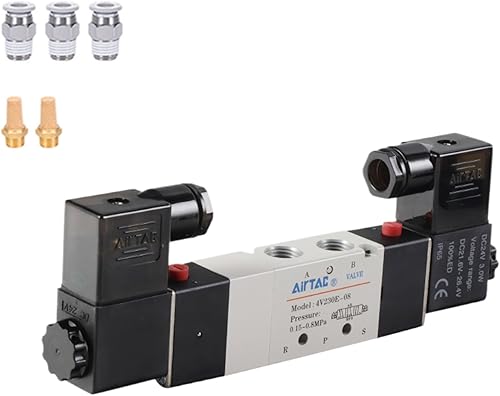 Válvula solenoide AirTAC 4V330E-10 DC12V 38 "PT Doble solenoide 53 vías Centro de escape Aire neumático piloto interno 21-114 PSI 5 Puerto 3