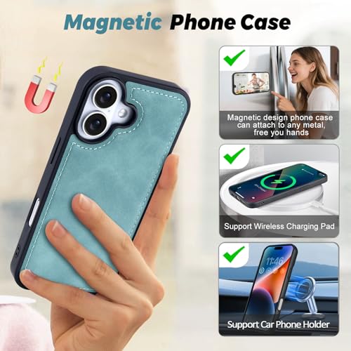 TwoHead Wallet Case Compatible with iPhone 17,Detachable,Magnetic,11 Cards Holder,PU Leather All-Round Protective Phone Case with Change Pocket(6.3 in,Blue) by TwoHead - Used condition - Image 5