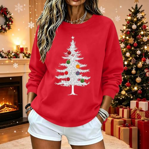 Womens Christmas Sweatshirt Fleece Pullover Funny Cute Holiday Tops - image 3
