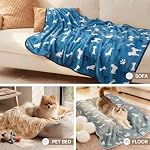 Luciphia 3 Pack Dog Blankets, Soft Fleece Puppy Blanket with Cute Bone Print, Cozy Pet Throw Blanket for Crate Couch Bed Travel, Machine Washable, Blue/Grey/Khaki,23x16 - Image 6
