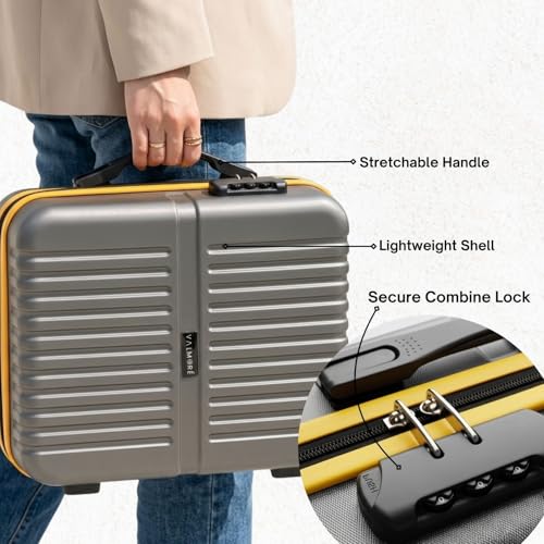 Image of VALMORE Valmore AeroVault 13 Hardshell Laptop Bag for 13-Inch MacBook, Polycarbonate Hard Case with Lock, Premium Cushioned Interior, Trolley Sleeve