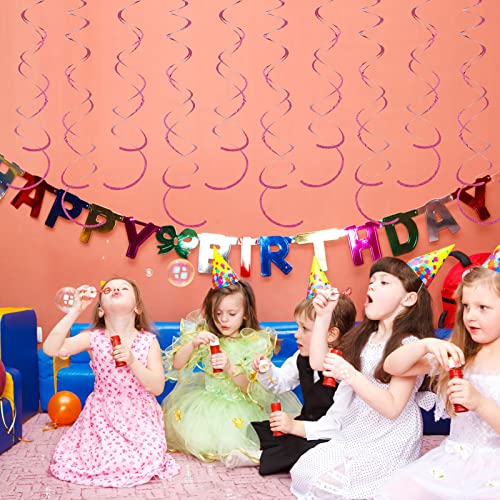 Image of PIGETALE 30 Pieces Iridescent Hot Pink Hanging Swirl Decorations Plastic Streamers Foil Swirls Ceiling Decorations Wedding Holiday Celebration Bachelorette Baby Shower Birthday Party Decorations