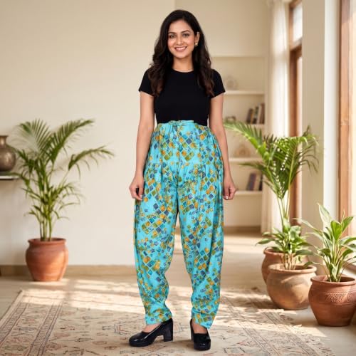 Image of FASHION GALLERY Women's Rayon Relaxed Fit Patiala Salwar with Full Length Drawstring Closure Type and Flexible Waist|Patiala Pant for Woman