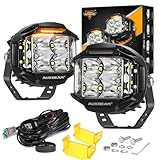 Auxbeam 4 Inch V-MAX Series LED Pods with Side Shooter, 92W Round Offroad Driving Lights with Amber DRL, Super Bright 270° Wide Range Spot Flood Combo Light Bar Auxiliary Light with Wiring Harness Kit