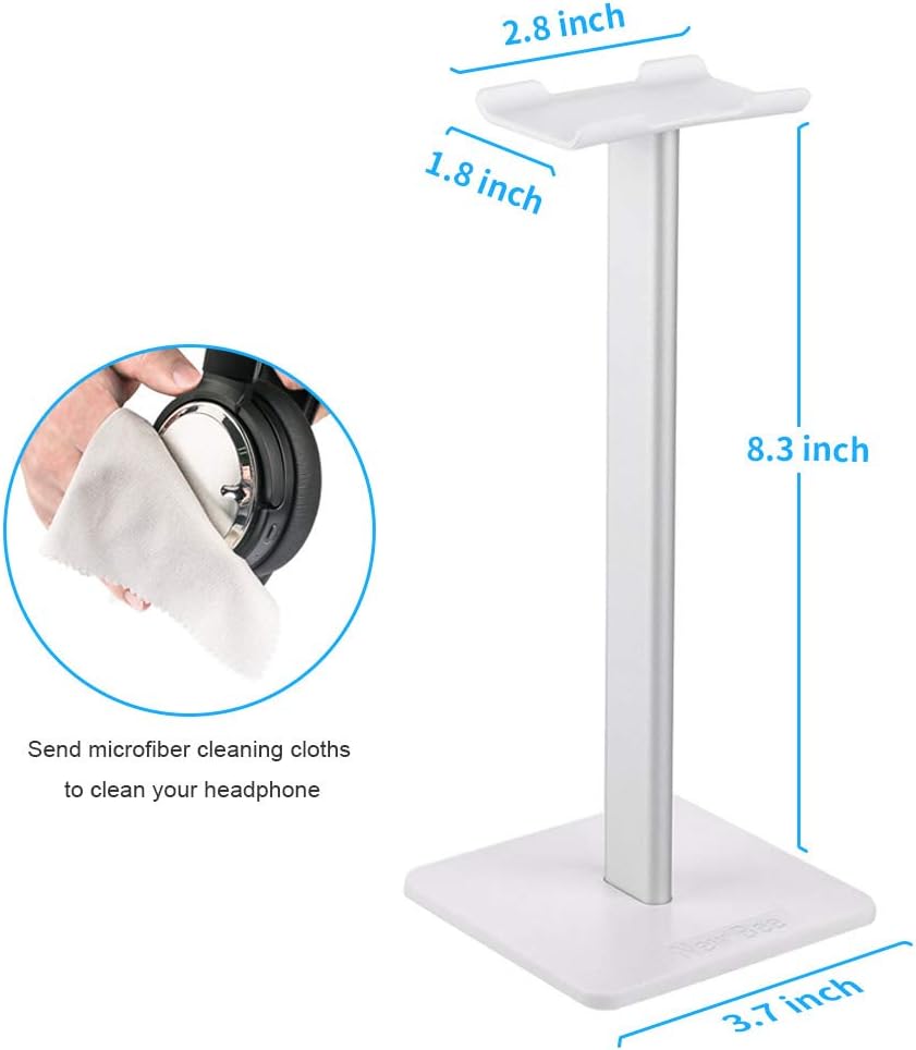 Headphone Stand Headset Holder New Bee Earphone Stand with Aluminum Supporting Bar Flexible Headrest ABS Solid Base for All Headphones Size (Black) : Electronics