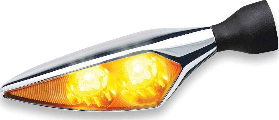 Kuryakyn 2549 Motorcycle Lighting Accessory: Kellermann Micro Rhombus Extreme, LED Turn Signal/Blinker Light, Amber, Front Right/Rear Left, Chrome, Pack of 1