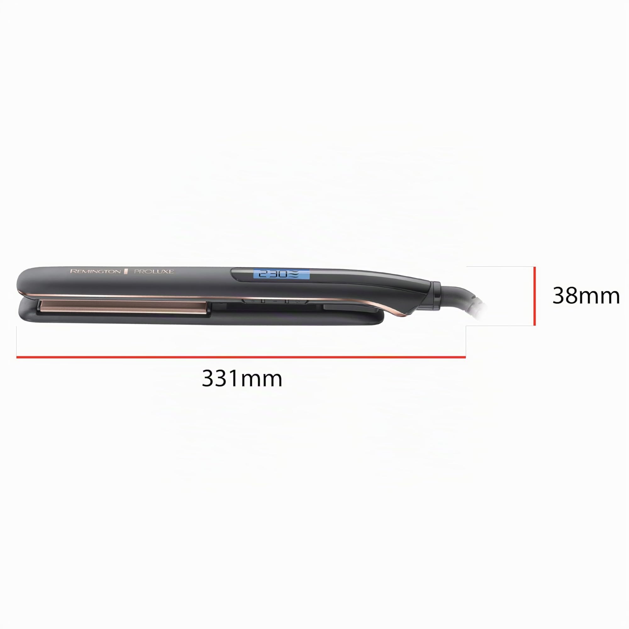 Remington Lisseur Cheveux [Plaques en céramique étroites 110 mm] PROluxe Midnight (Technologie OPTIheat, réglage Pro+, coiffage en Douceur, écran LCD, Mise en température Rapide) Fer à Lisser S9100B