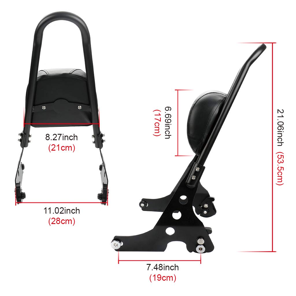 Dossier de Moto,PSLER Dossier de Passager,Sissy Bar pour Touring Road King Street Glide 2004-2023 et pour XL1200C XL1200S 1996-2000