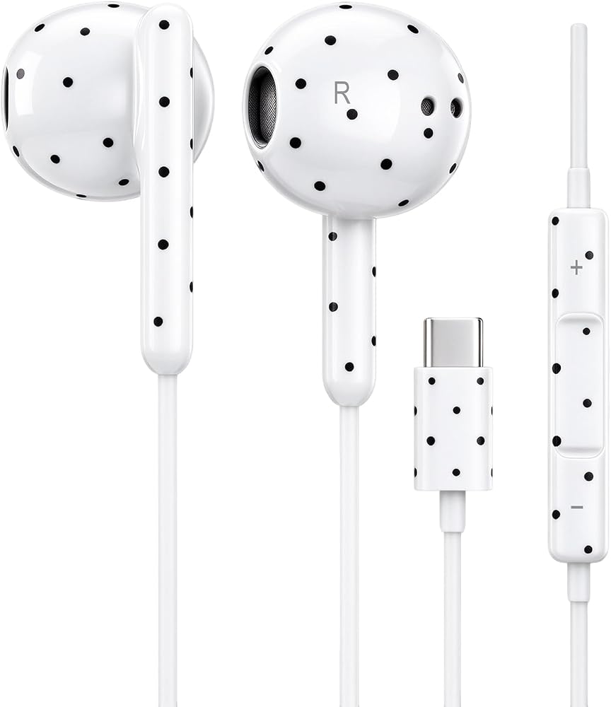 VOFUOE USB C Headphones Wired Earbuds for iPhone Duo/18/17/16 Pro Max,White — 사진 1