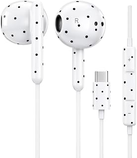 VOFUOE USB C Headphones Wired Earbuds for iPhone Duo/18/17/16 Pro Max,White