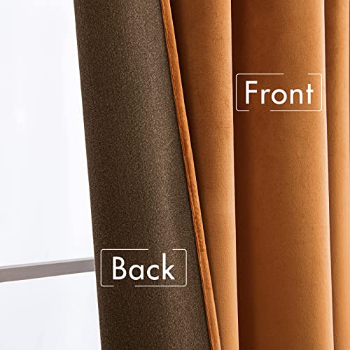 Image of MIULEE Velvet Curtains 52x84 inches 2 Panels Gold Brown Blackout Curtains | Luxury, Bedroom Living Room, Thermal Insulated, Super Soft Window Drapes, Rod Pocket & Back Tab