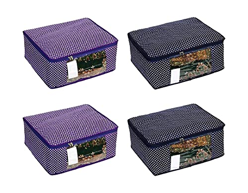 Image of Cover Clothe|Saree|Cotton Saree Cover Closet Orgnizer /Saree Bags for Wardrobe Orgnizer Clothe Covers |Saree Bag | Saree(Pack of 4, Blue + Purple)