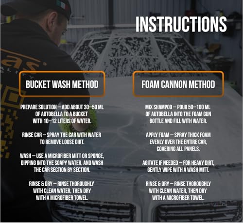 Image of Car Wash and Wax - High Foaming pH Neutral Car Soap, 100:1 Concentrated for More Washes, Safe for Wax & Ceramic, Glossy Finish, For Foam Cannon & Bucket - Premium Italian Formula, 33.8 Oz