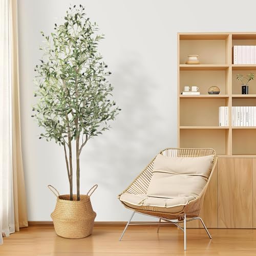 YOLEO 4FT Artificial Olive Tree Tall Faux Silk Olive Planet with ...
