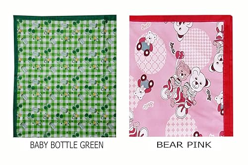 Image of EcoSoft Plastic Sheet,PVC Sheet for Kids,Rubber Sheet for Babies,Bed Wetting Protector(90 x 135 cm) (Pink Bear & Green Baby Bottle)