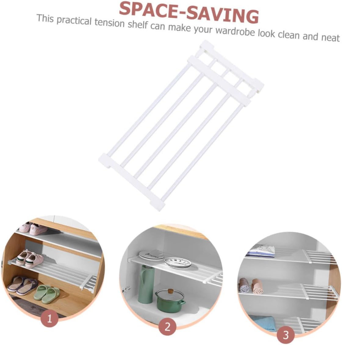 Closet Tension Shelf Expandable Wardrobe Rack Multi-use Storage Partition for Bedroom