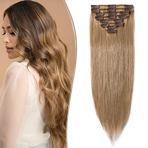 Extension Clip Cheveux Naturel SEGO 8 Pièces Blond Foncé 60 CM Rajout Remy Hair