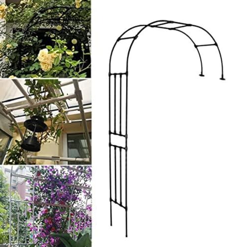 Arco de jardín de metal de 2,4 m, arco de rosas negras para plantas trepadoras, diseño de medio arco, enrejado al aire libre, tamaños: 60 cm a 240 cm, perfecto para decoración de jardín