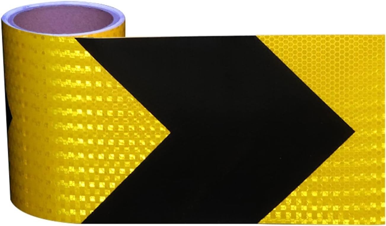 Reflective Tape, Arrow Warning Tape 3 Meters x 15 cm, Self Adhesive High Intensity Reflective Sticker for Car Truck(Black Yellow)