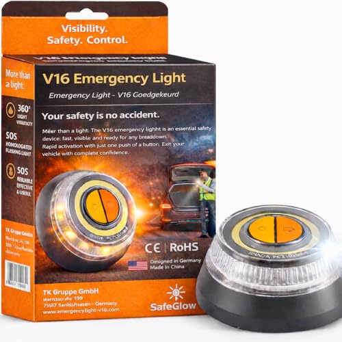 V16 Emergency Warning Light 2026 IDIADA Approval No. PC21020060 Warning Triangle Breakdown Triangle EU Approval for Car & Motorcycle